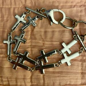 Vintage Artisan Crafted Double Strand Multiple Cross Link Bracelet